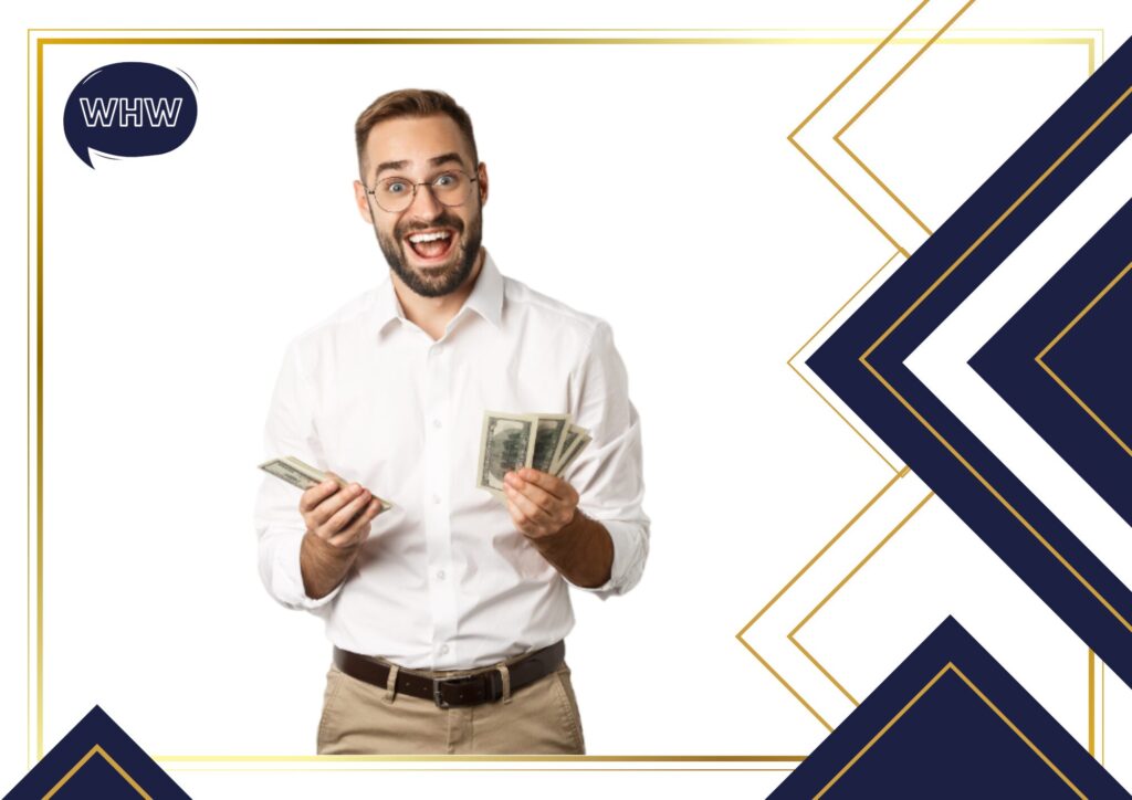 How to invest money Description: man holding several cash notes in both hands