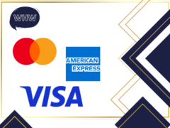 Anbieter von Kreditkarten: Visa, Mastercad und American Express
