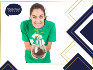 Gewinnbringende und ökologische: umgedrehte lampenförmige Flasche mit wachsender Pflanze