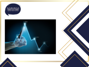 Dividend stocks: concept image of hand touching blue investment lines