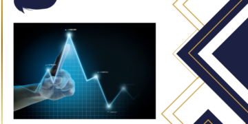 Dividend stocks: concept image of hand touching blue investment lines