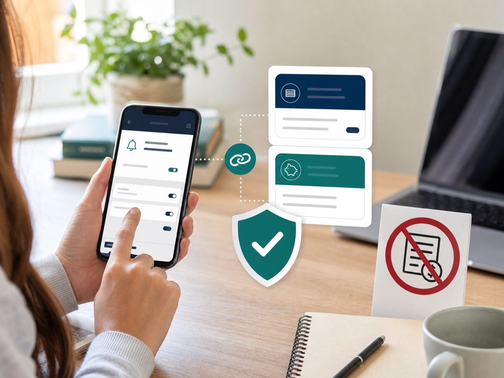 Account holder enables balance alerts and links backup savings for protection
