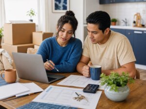 Roommates compare housing costs and plan a more affordable living arrangement